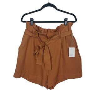 A NEW DAY Paperbag Shorts Brown with Belt Large NWT